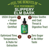 Peak Performance Organic Slippery Elm Liquid Drops label close-up