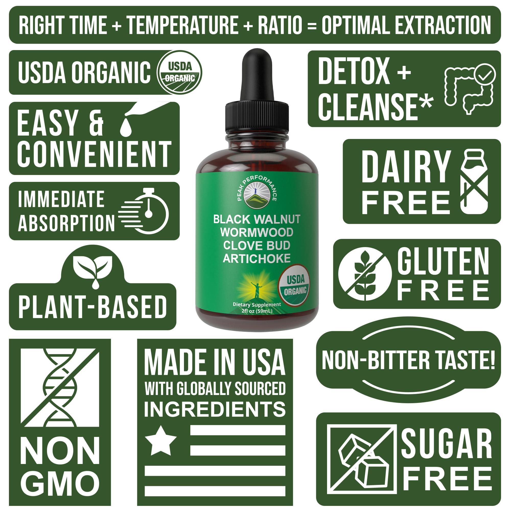 Peak Performance Organic Wormwood Drops drops in a glass