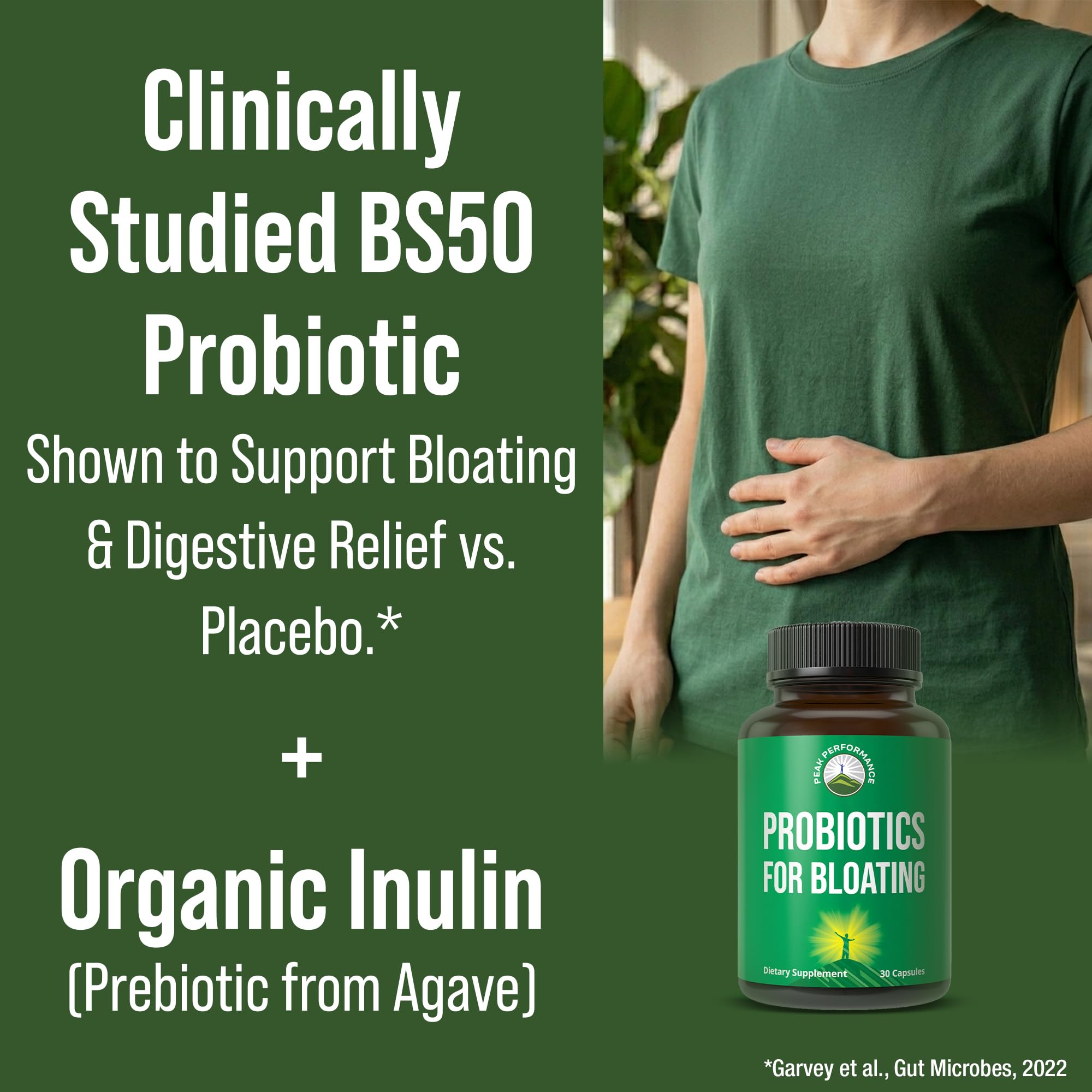 Peak Performance Probiotic Supplement bottle side view