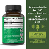 Peak Performance Slippery Elm Bark Capsules displayed with natural herbs