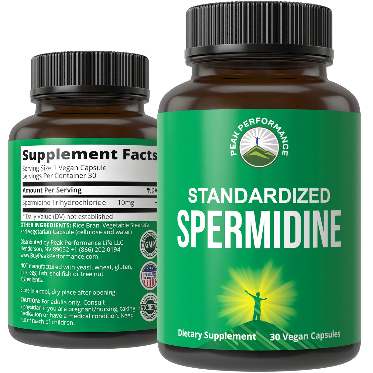 Peak Performance Spermidine Capsules bottle front view
