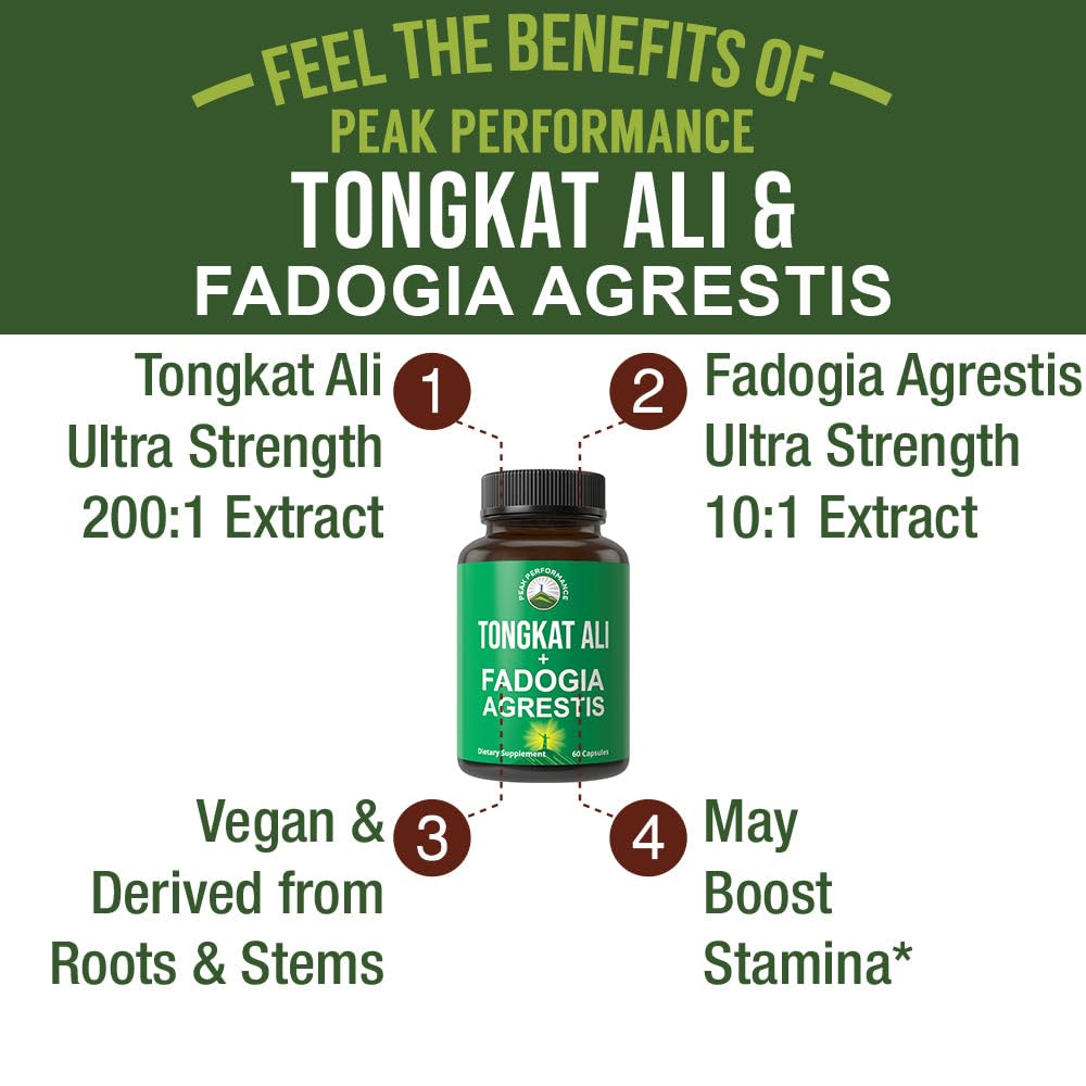 Peak Performance Tongkat Ali + Fadogia Agrestis supplement side view