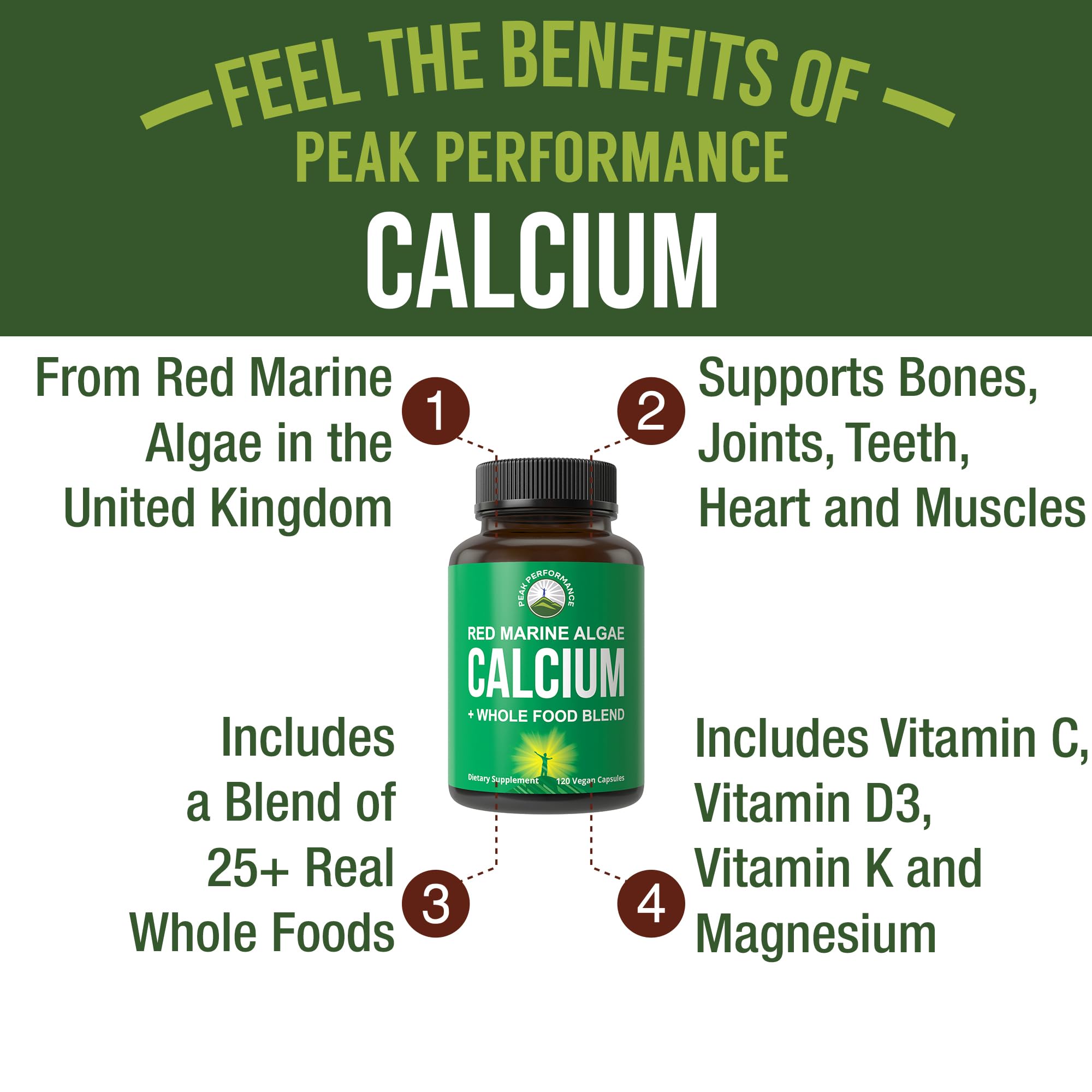 Peak Performance Vegan Calcium 150g side view