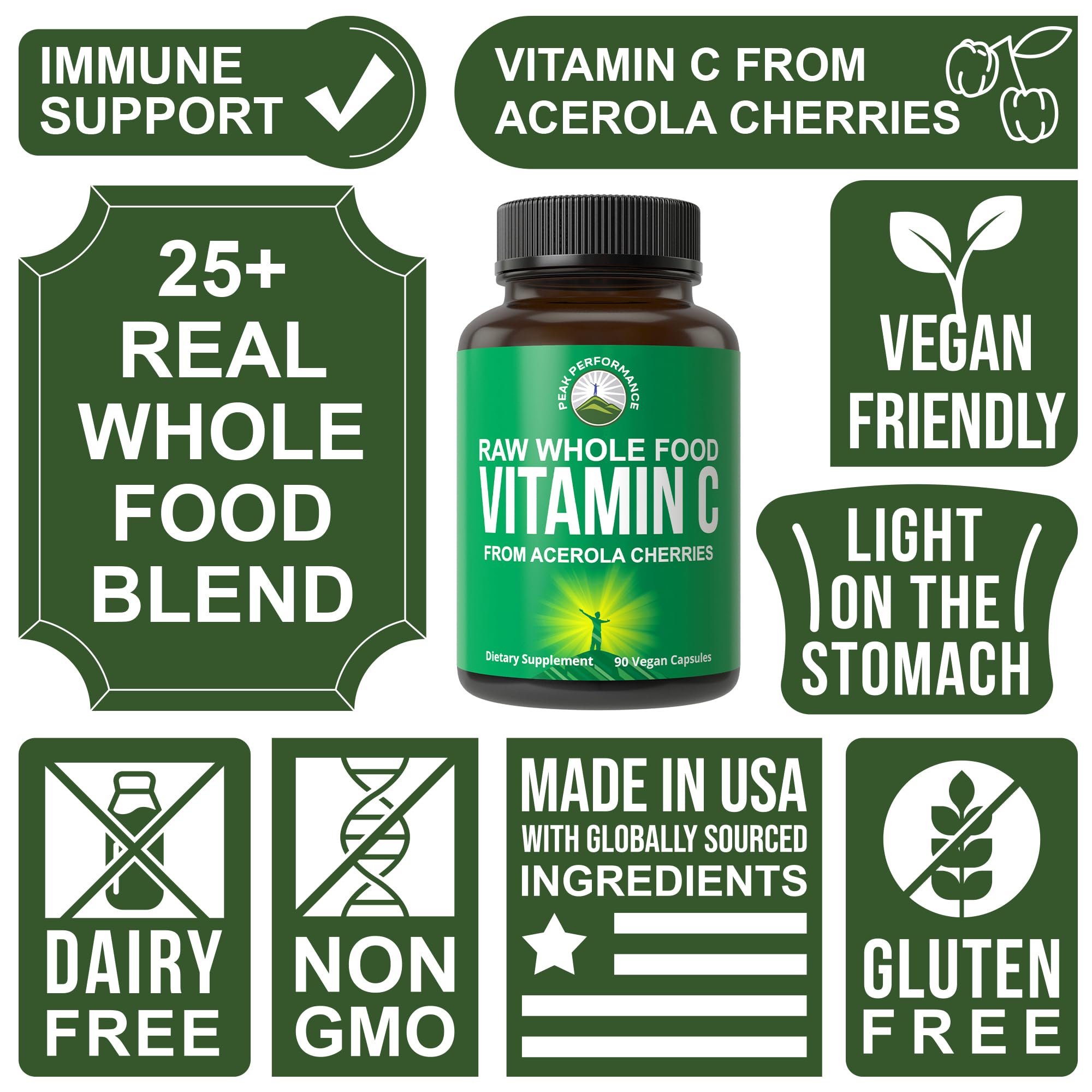 Peak Performance Vitamin C Capsules 100g packaging