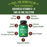 Peak Performance Vitamin D3 with K2 capsules side view