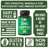 Peak Performance Zinc Supplement side view with dosage information