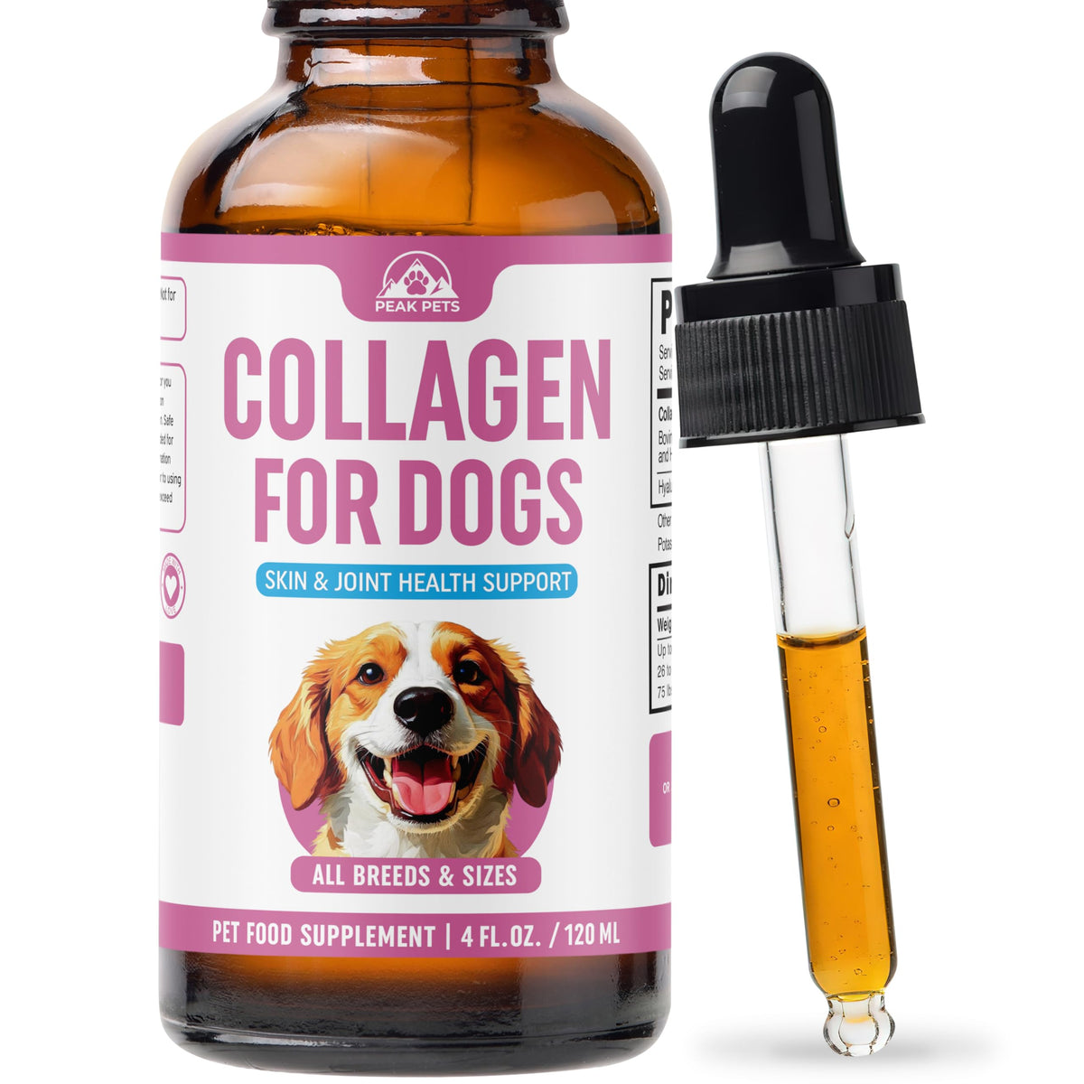 Peak Pets Liquid Collagen for Dogs 240g front view