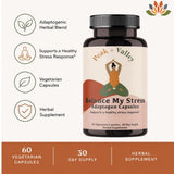 Peak + Valley Herbal Supplement packaging with natural background