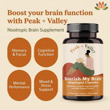 Peak + Valley Memory and Focus Capsules with ingredients list