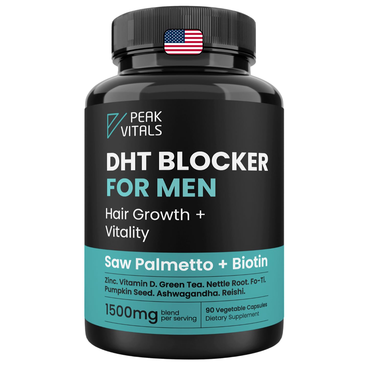 PEAK VITALS Saw Palmetto Men's Supplement front view with 60 capsules