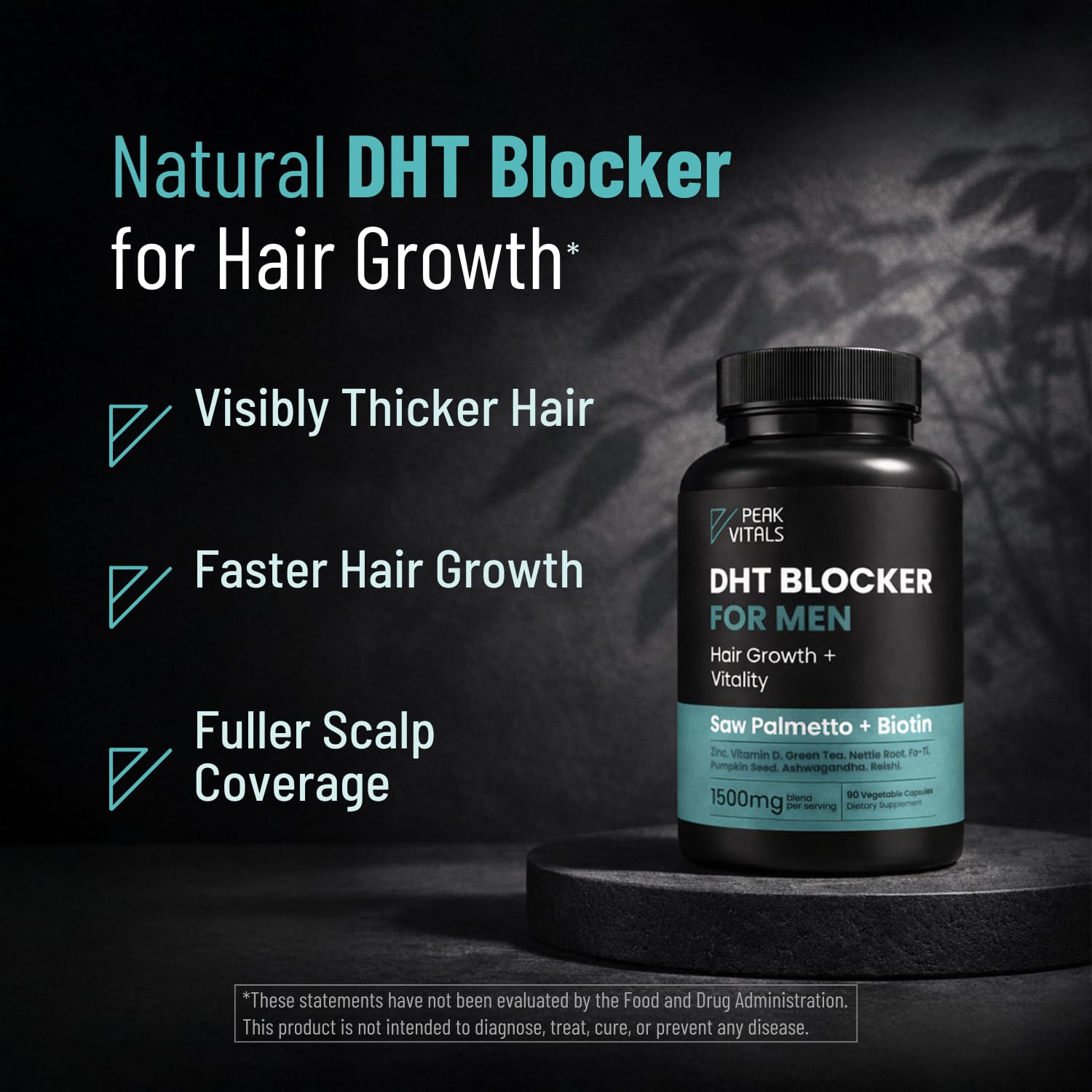 PEAK VITALS Saw Palmetto Men's Supplement packaging with ingredient list