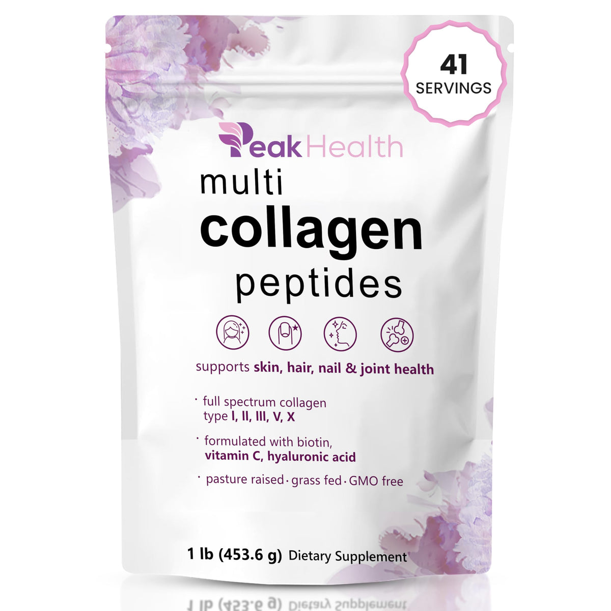 Peakhealth Collagen Peptides Powder 454g front view