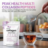 Peakhealth Collagen Peptides Powder mixed in a glass of water