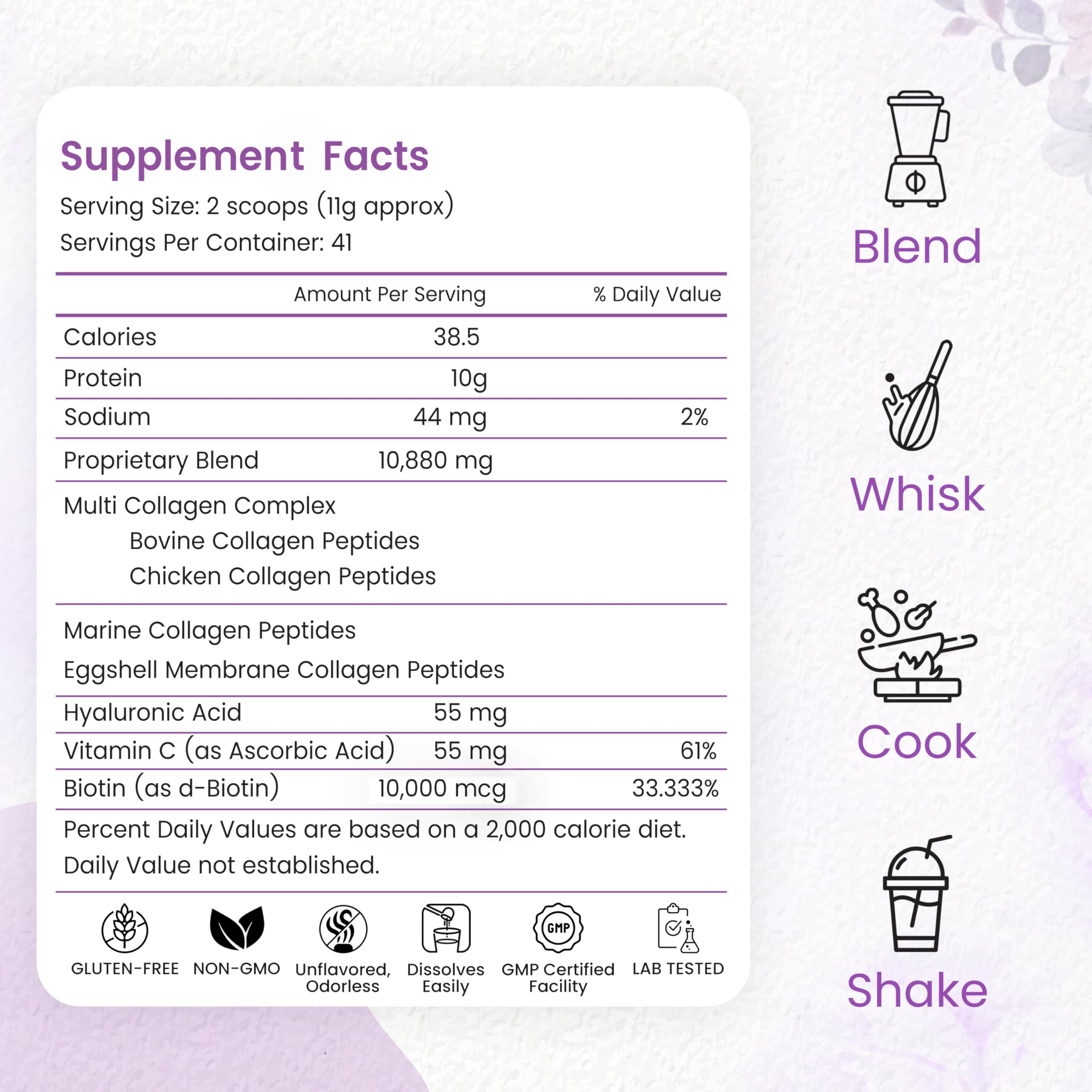 Peakhealth Collagen Peptides Powder packaging side view