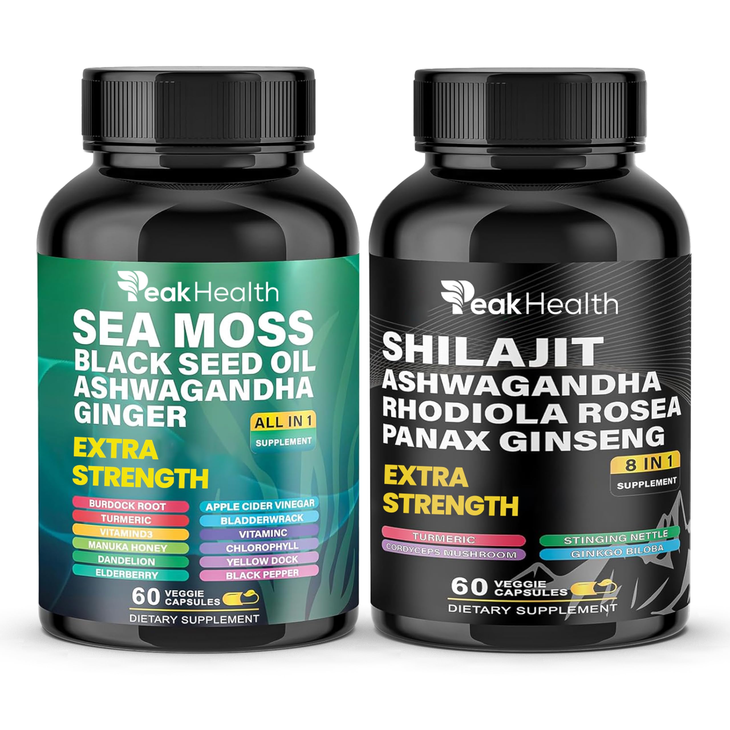 Peakhealth Shilajit & Sea Moss Supplement front view