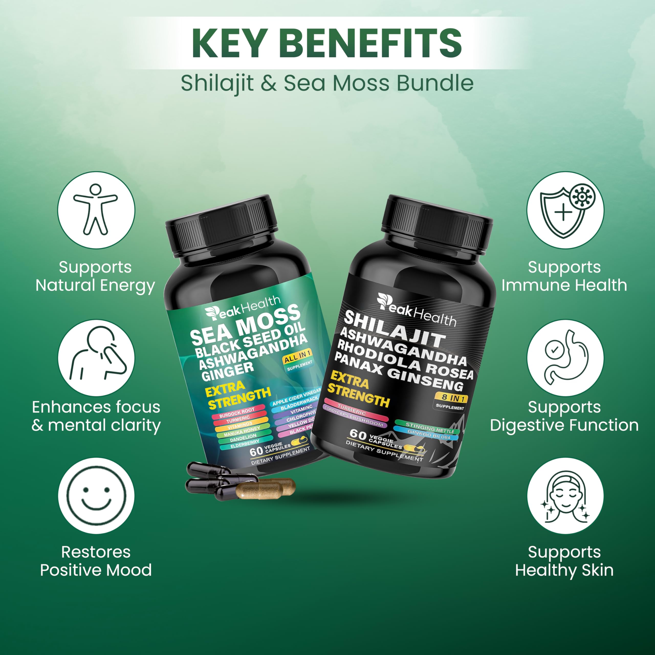 Peakhealth Shilajit & Sea Moss Supplement lifestyle scene