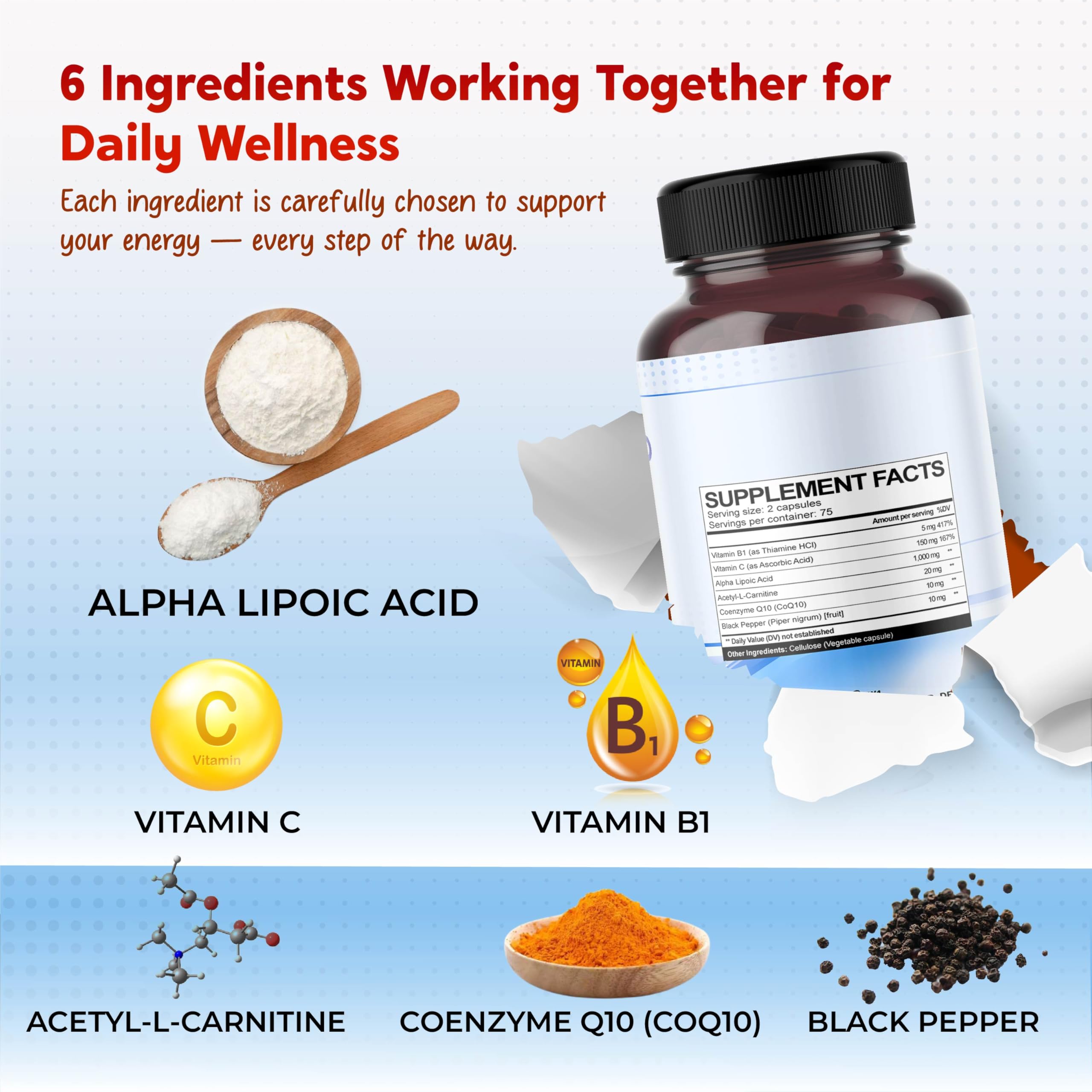 PEAKPURY Alpha Lipoic Acid 150 capsules with dosage information