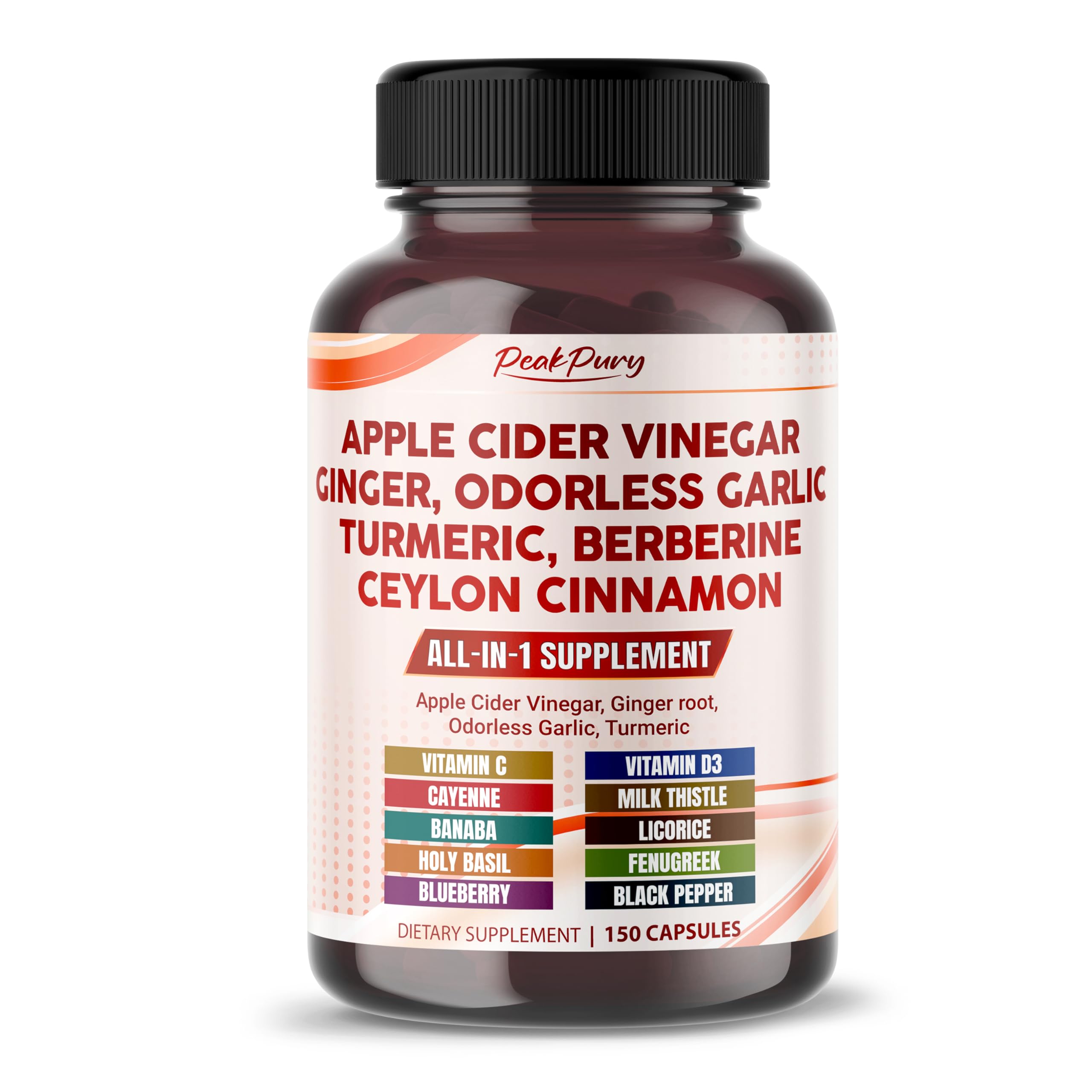 PEAKPURY Apple Cider Vinegar Capsules 60 count front view