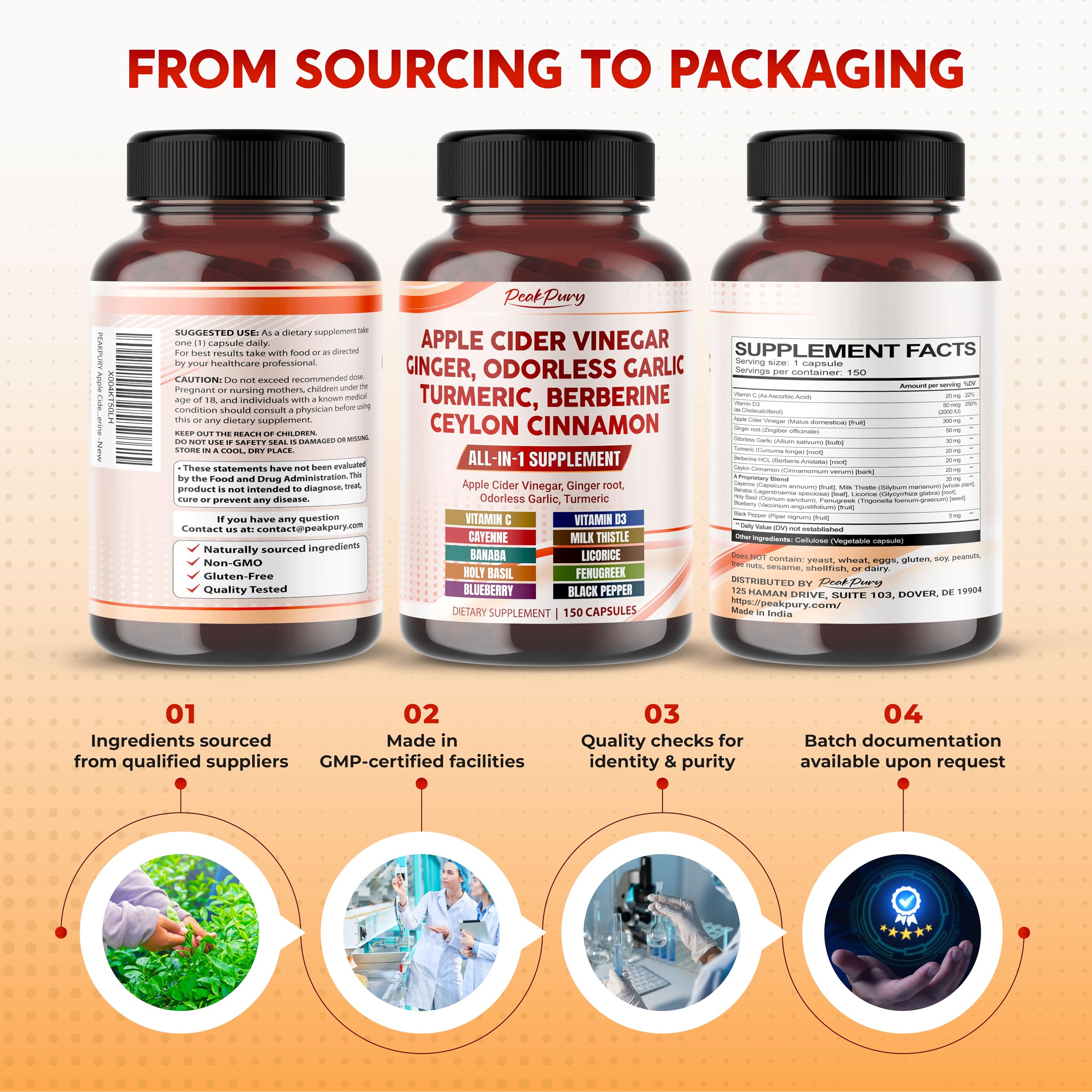 PEAKPURY Apple Cider Vinegar Capsules ingredients list