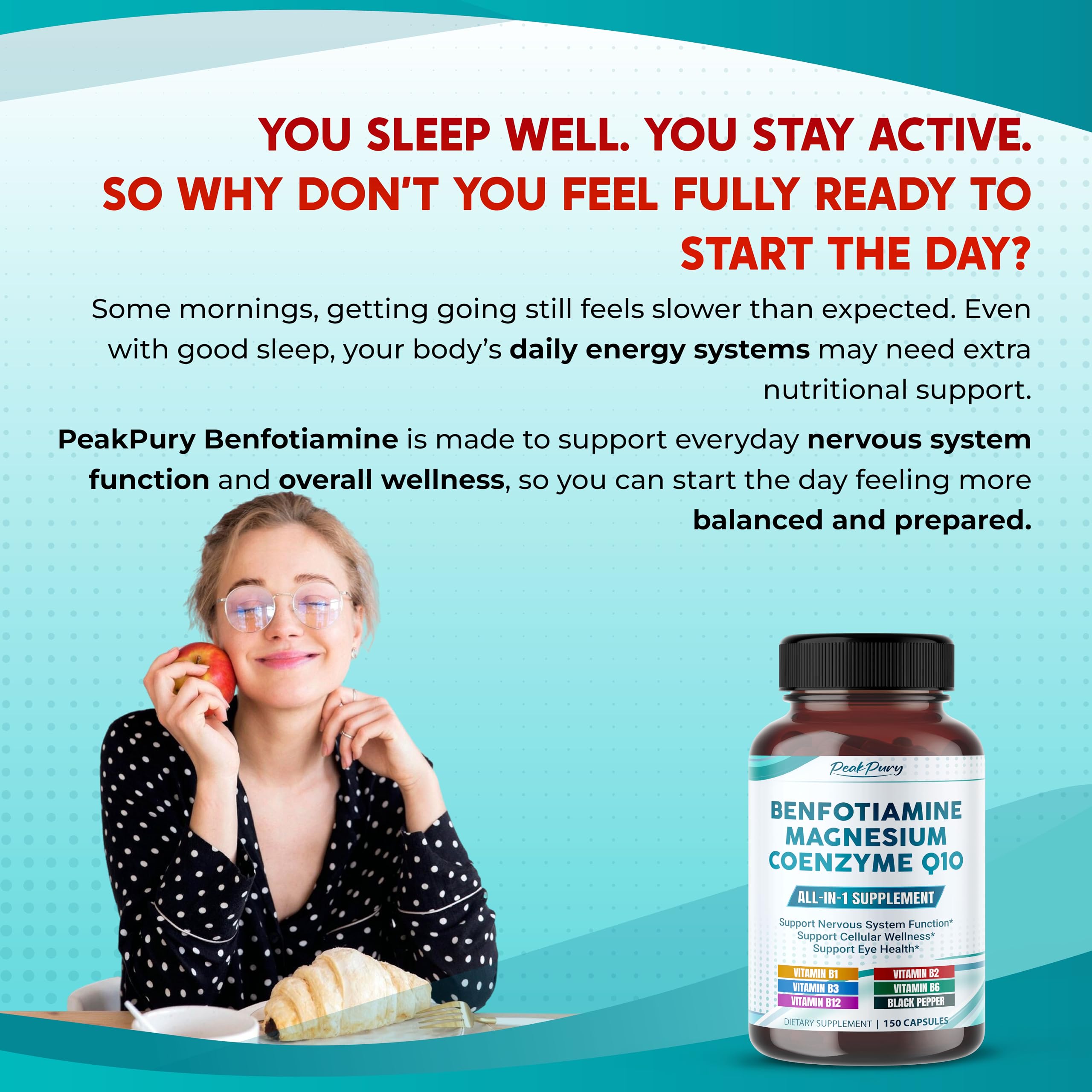 PEAKPURY Benfotiamine Supplement bottle side view