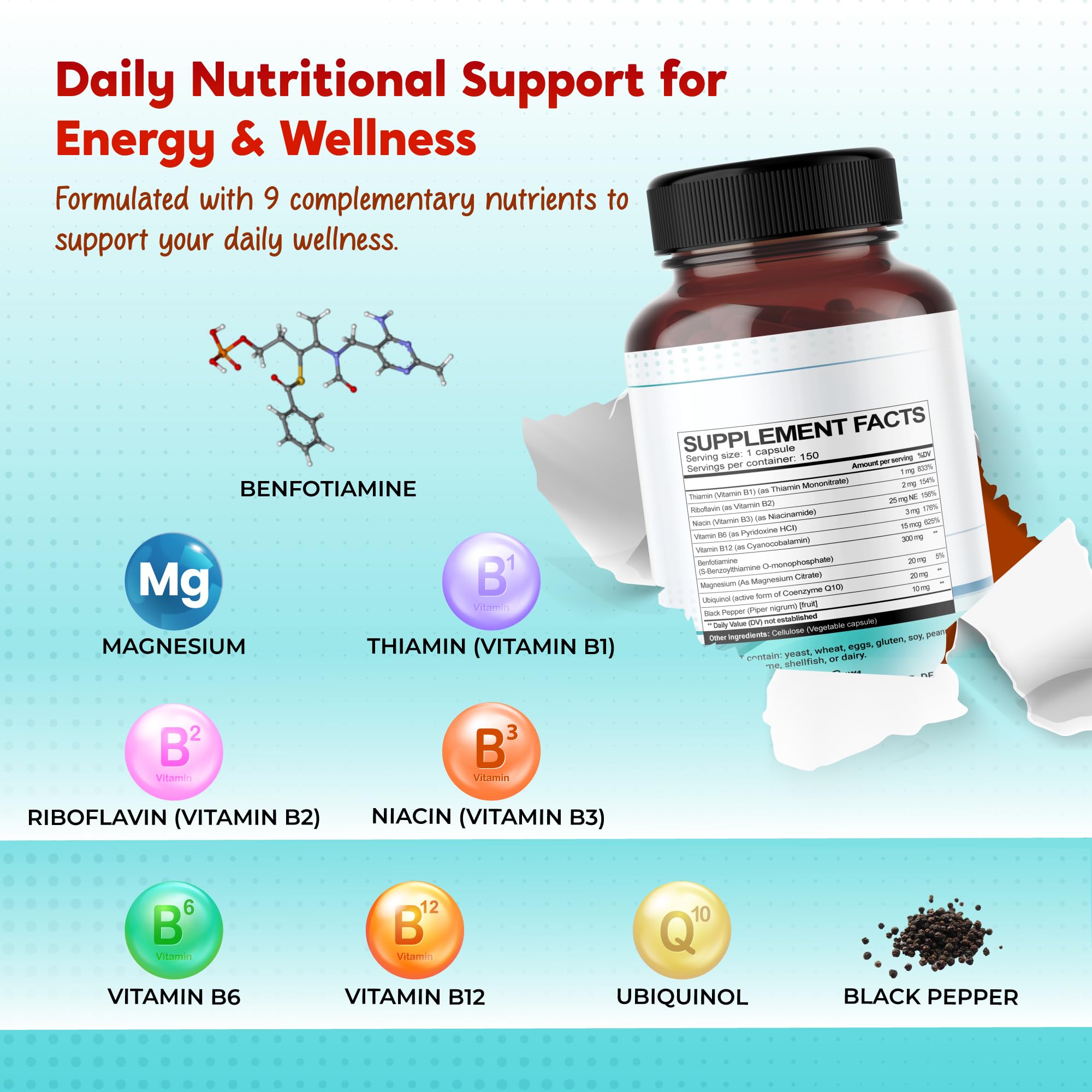 PEAKPURY Benfotiamine Supplement capsules close-up