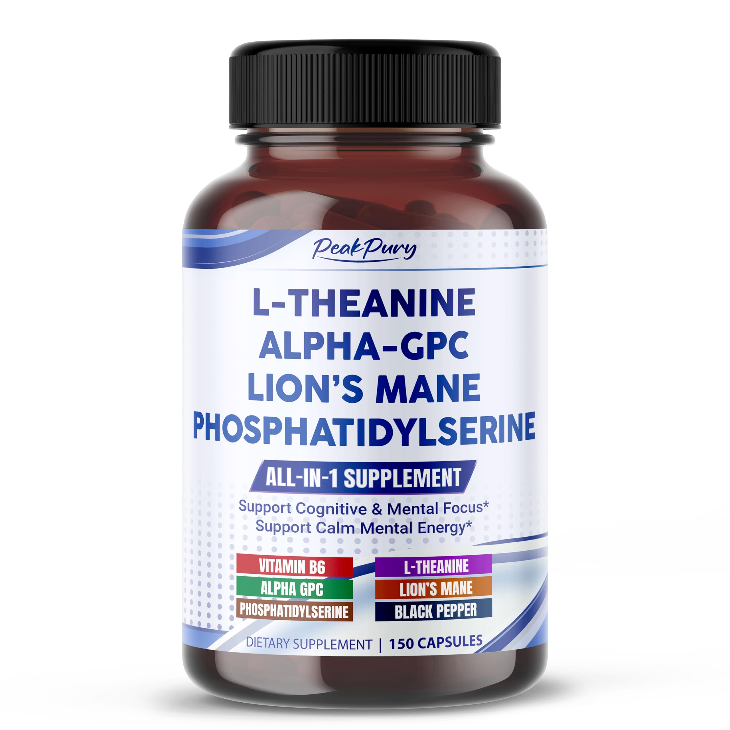 PEAKPURY Brain Support Capsules 150 Count front view