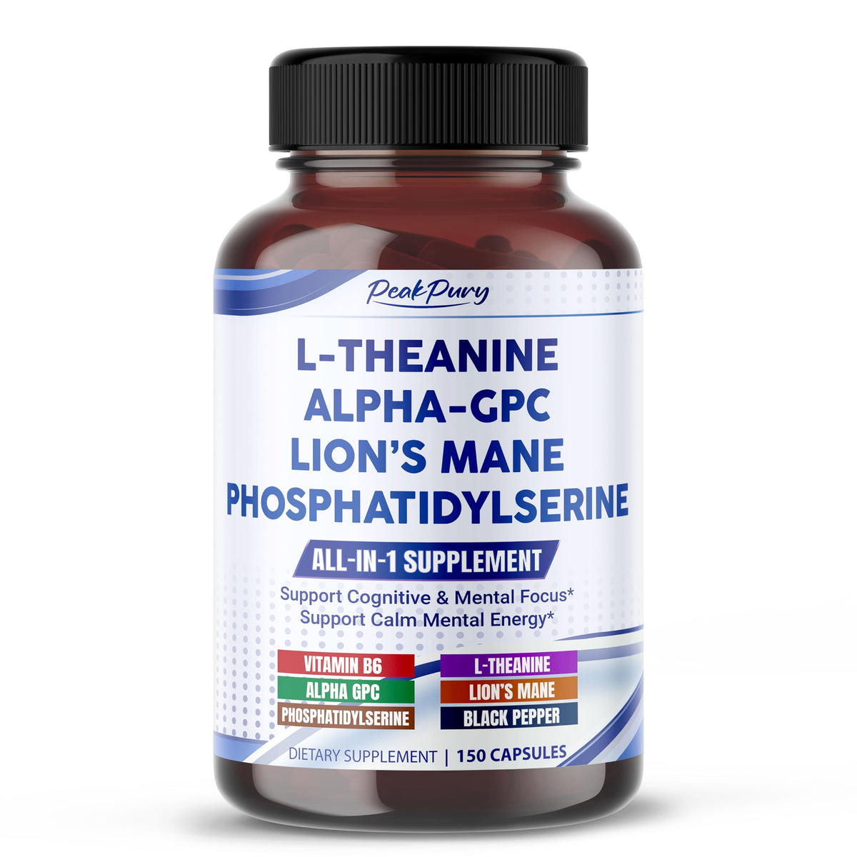 PEAKPURY Brain Support Capsules 150 Count front view