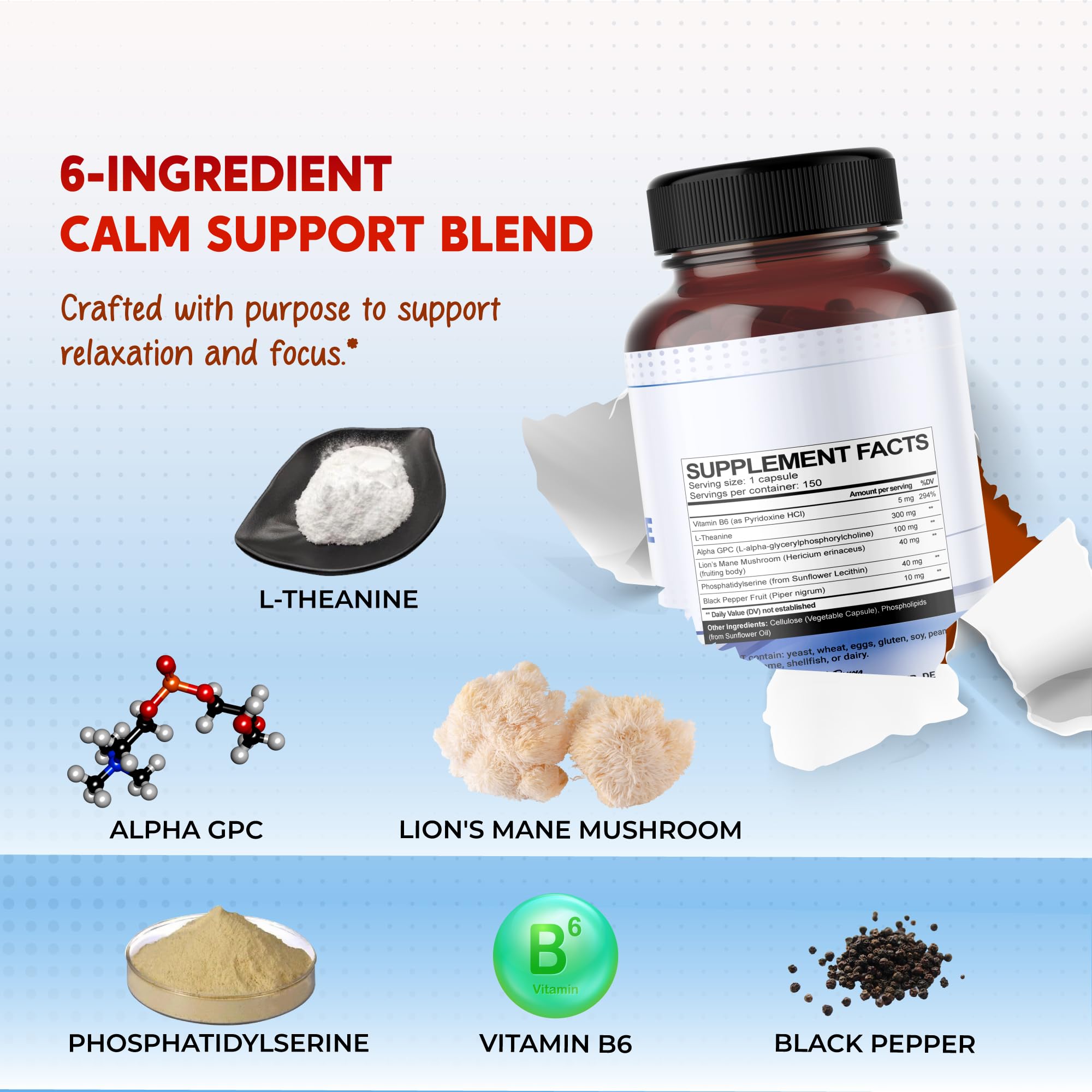 PEAKPURY Brain Support Capsules showing label details