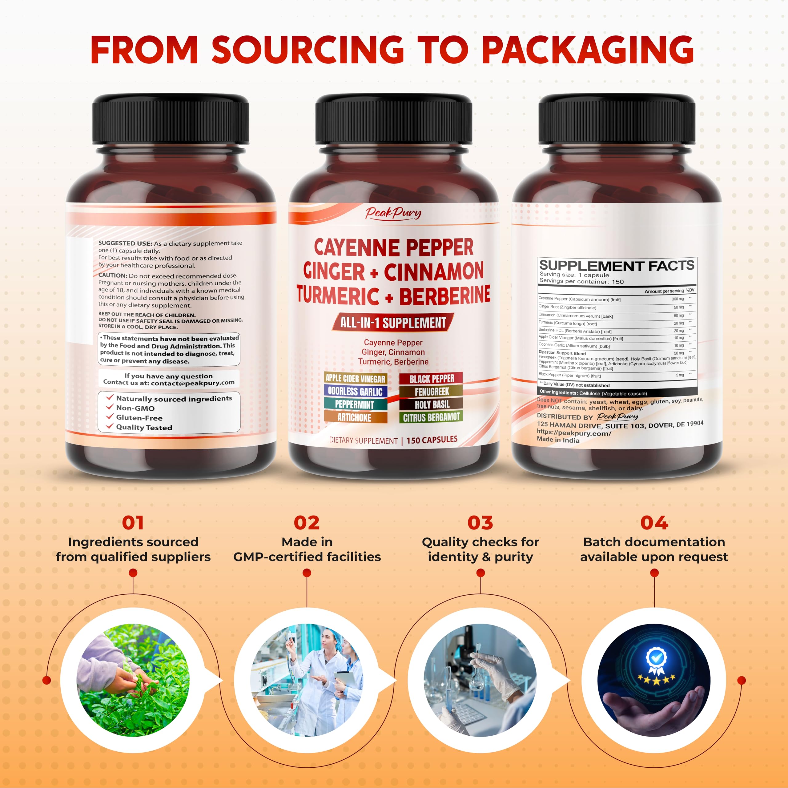 PEAKPURY Cayenne Pepper Capsules in hand