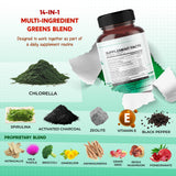 PEAKPURY Chlorella 1000mg Herbal Supplement back view with ingredient list