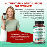 PEAKPURY Chlorella 1000mg Herbal Supplement capsules on a wooden surface