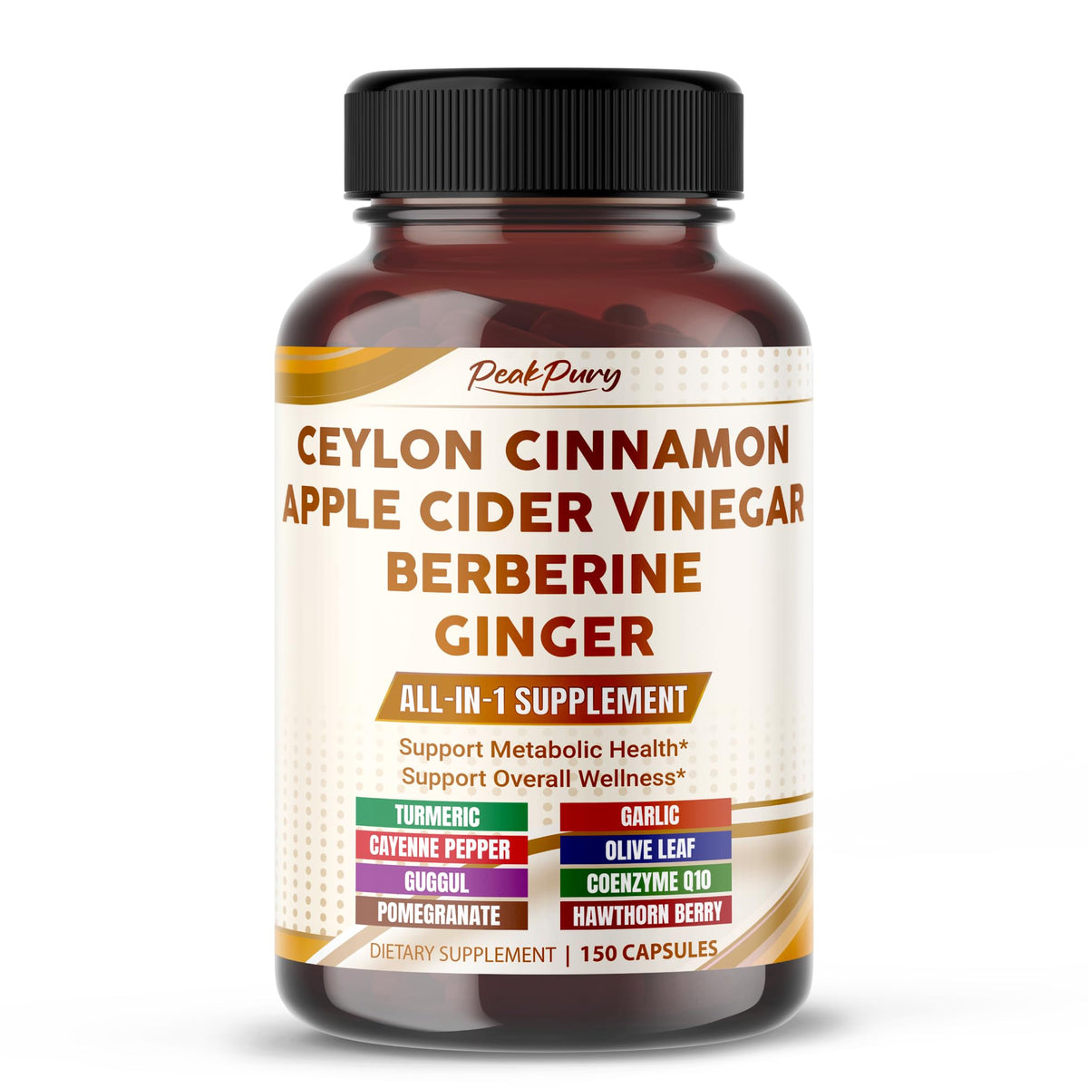 PEAKPURY Cinnamon 13-in-1 Advanced Formula supplement bottle front view