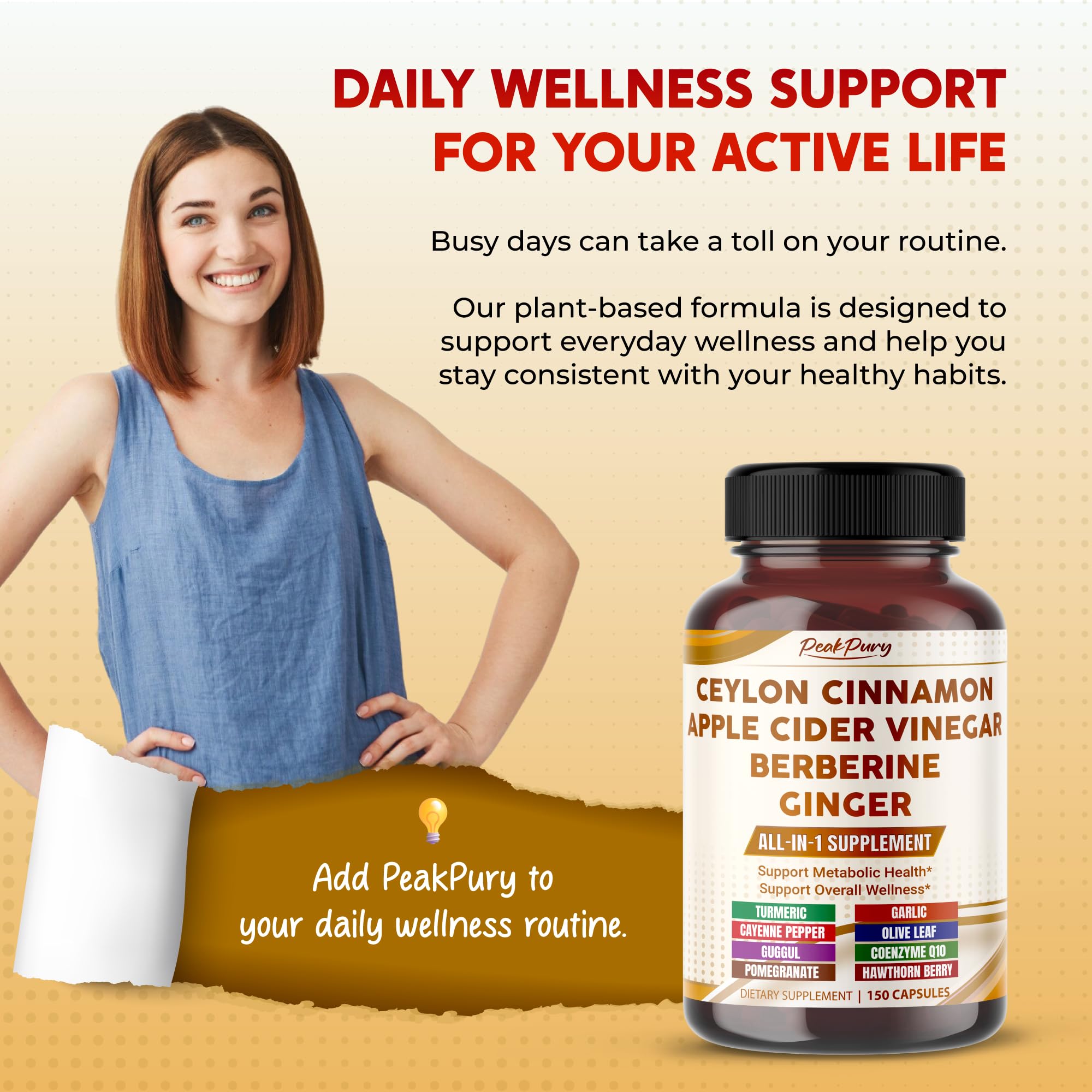 PEAKPURY Cinnamon 13-in-1 Advanced Formula supplement capsules close-up