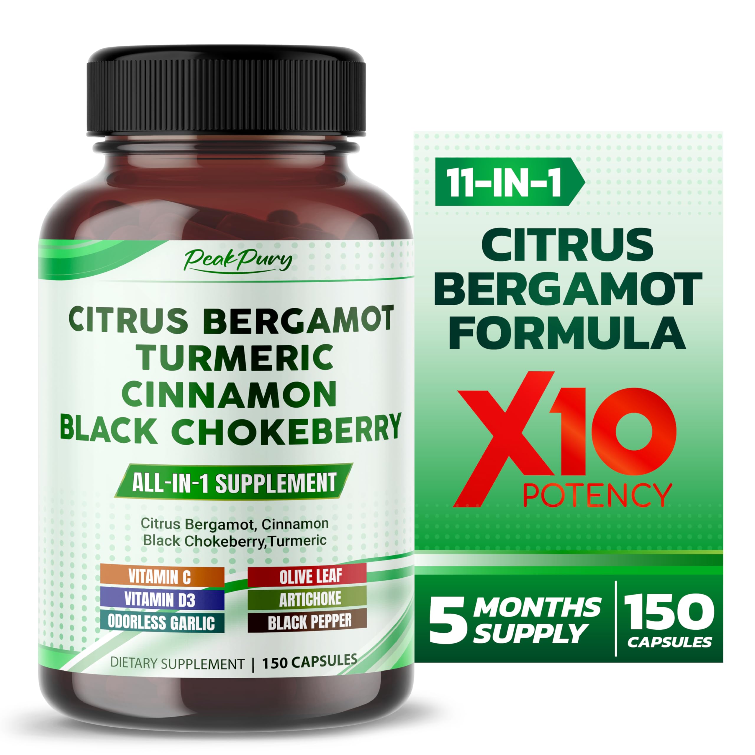 PEAKPURY Citrus Bergamot Capsules bottle front view