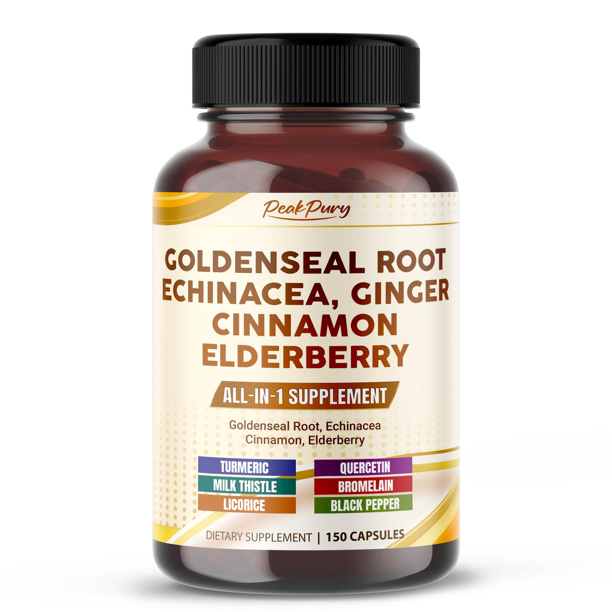 PEAKPURY Goldenseal Capsules 150 count front view