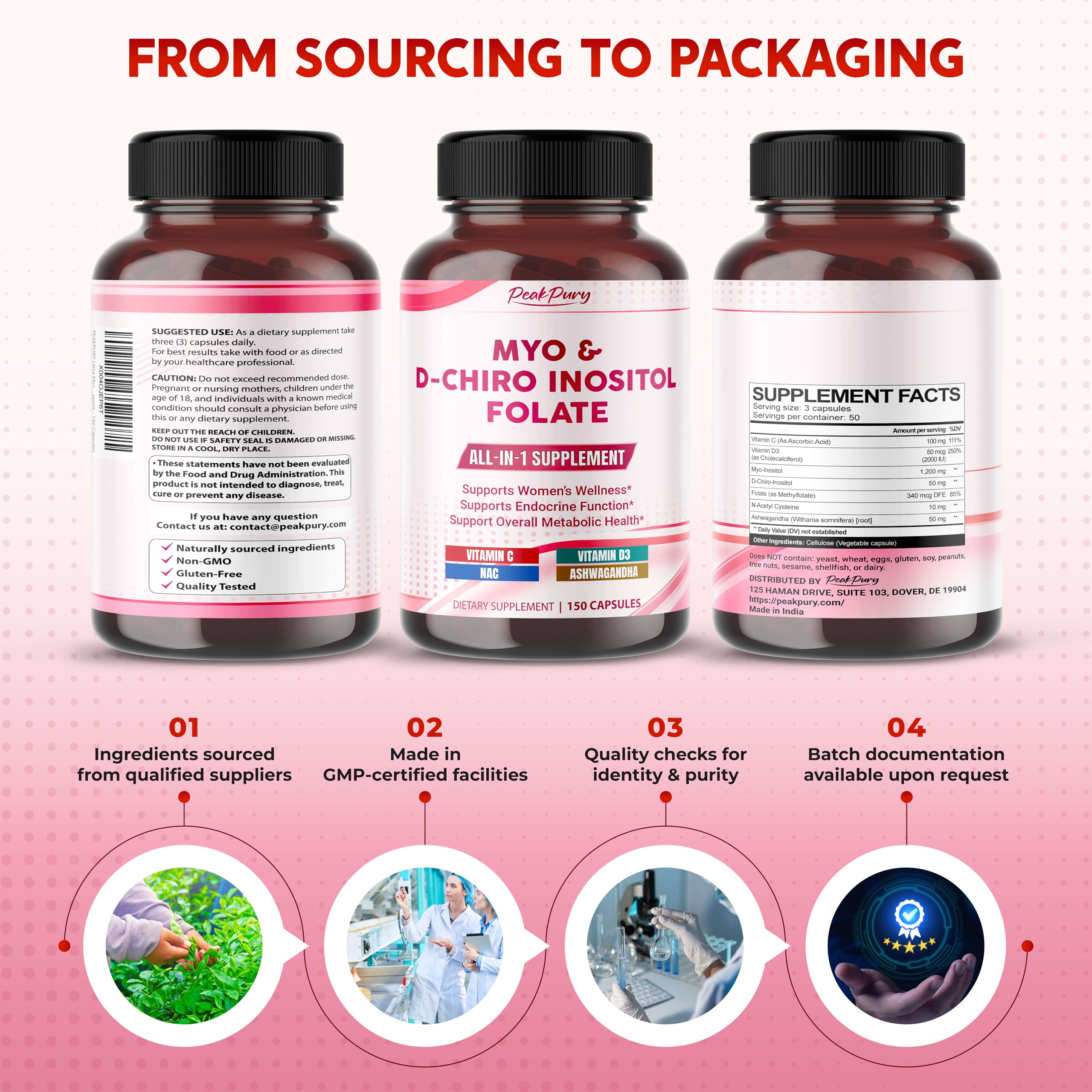 PEAKPURY Inositol Supplement with lifestyle background