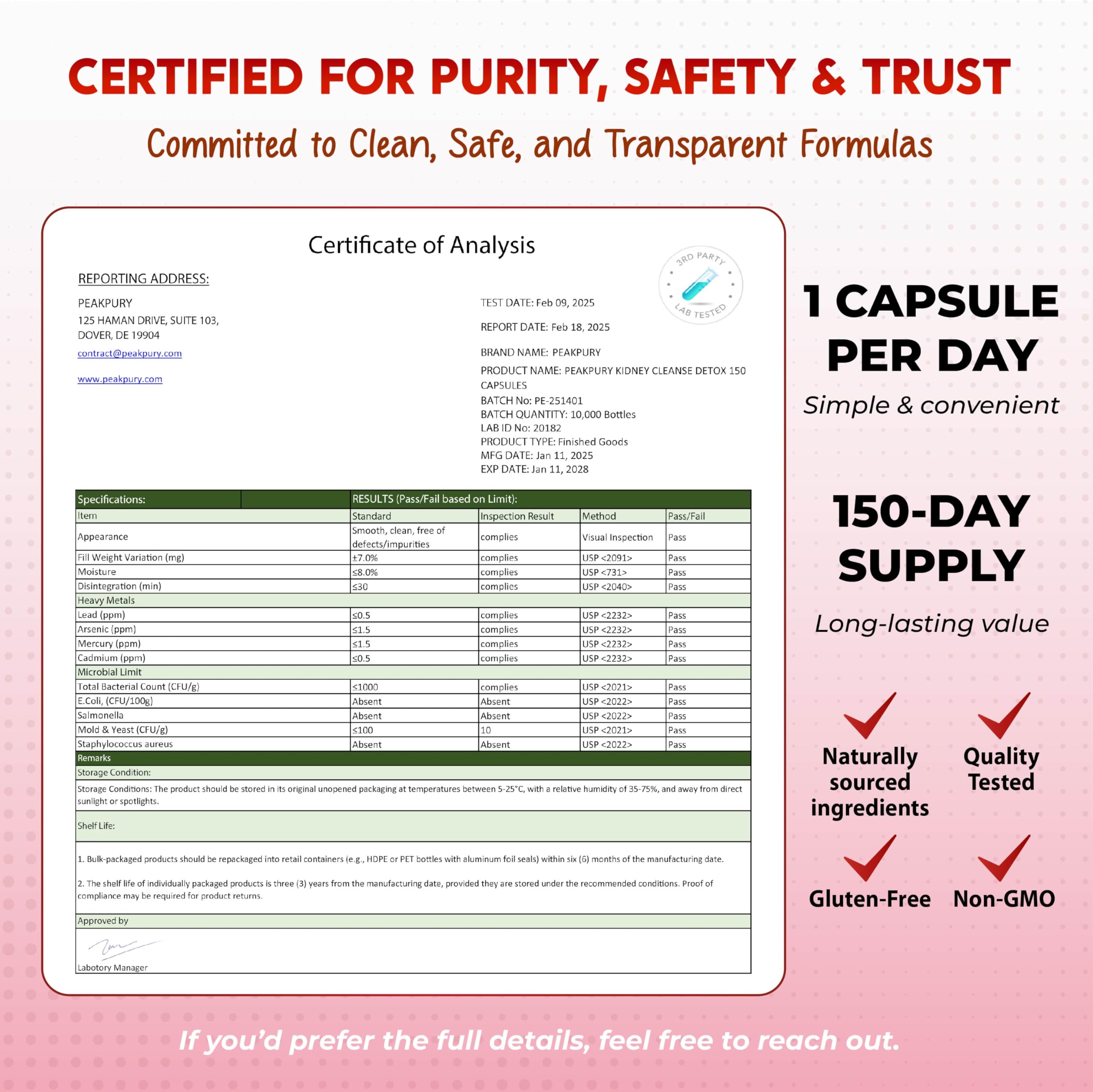 PEAKPURY Kidney Cleanse Supplement capsule close-up