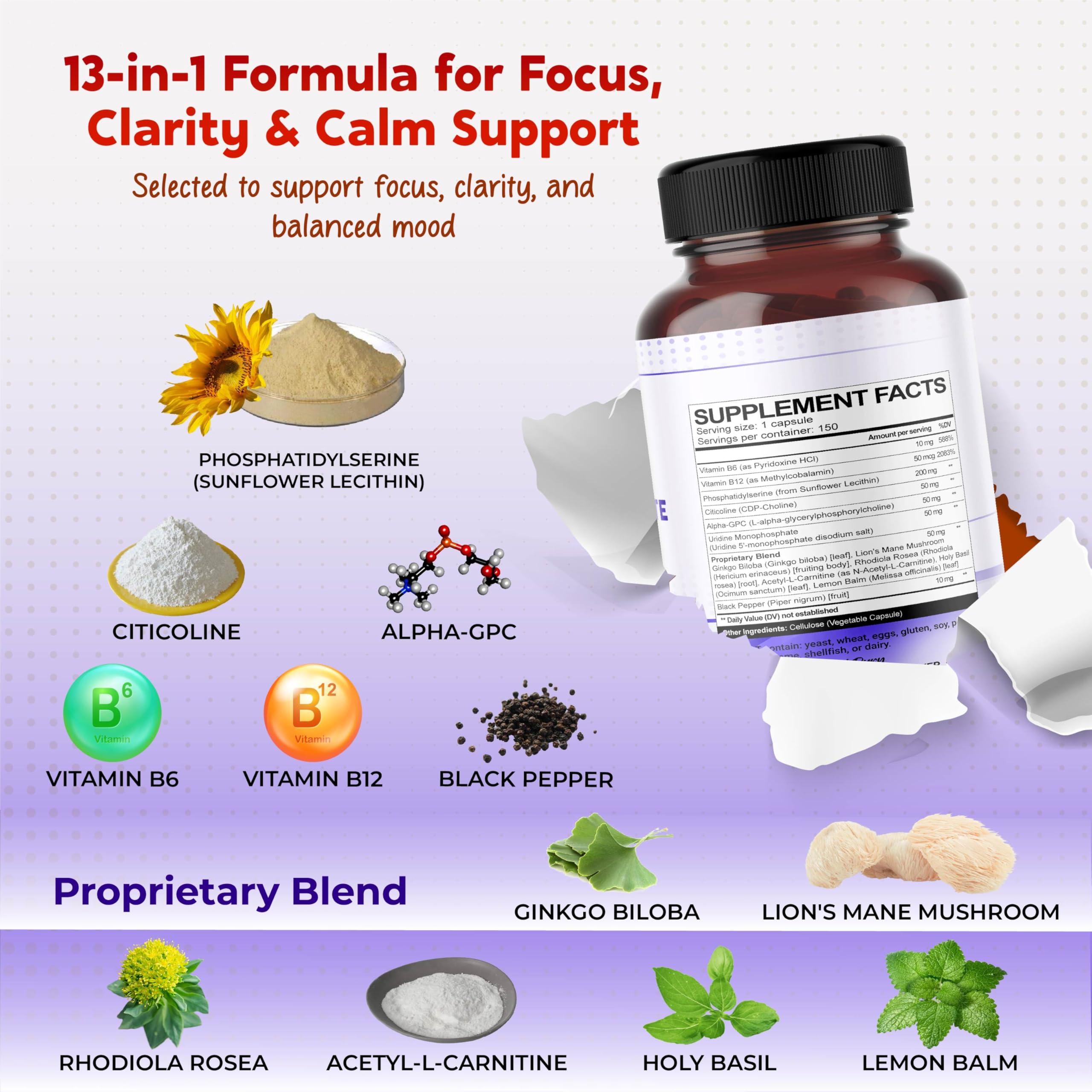 PEAKPURY Lecithin Supplement capsules on a wooden table