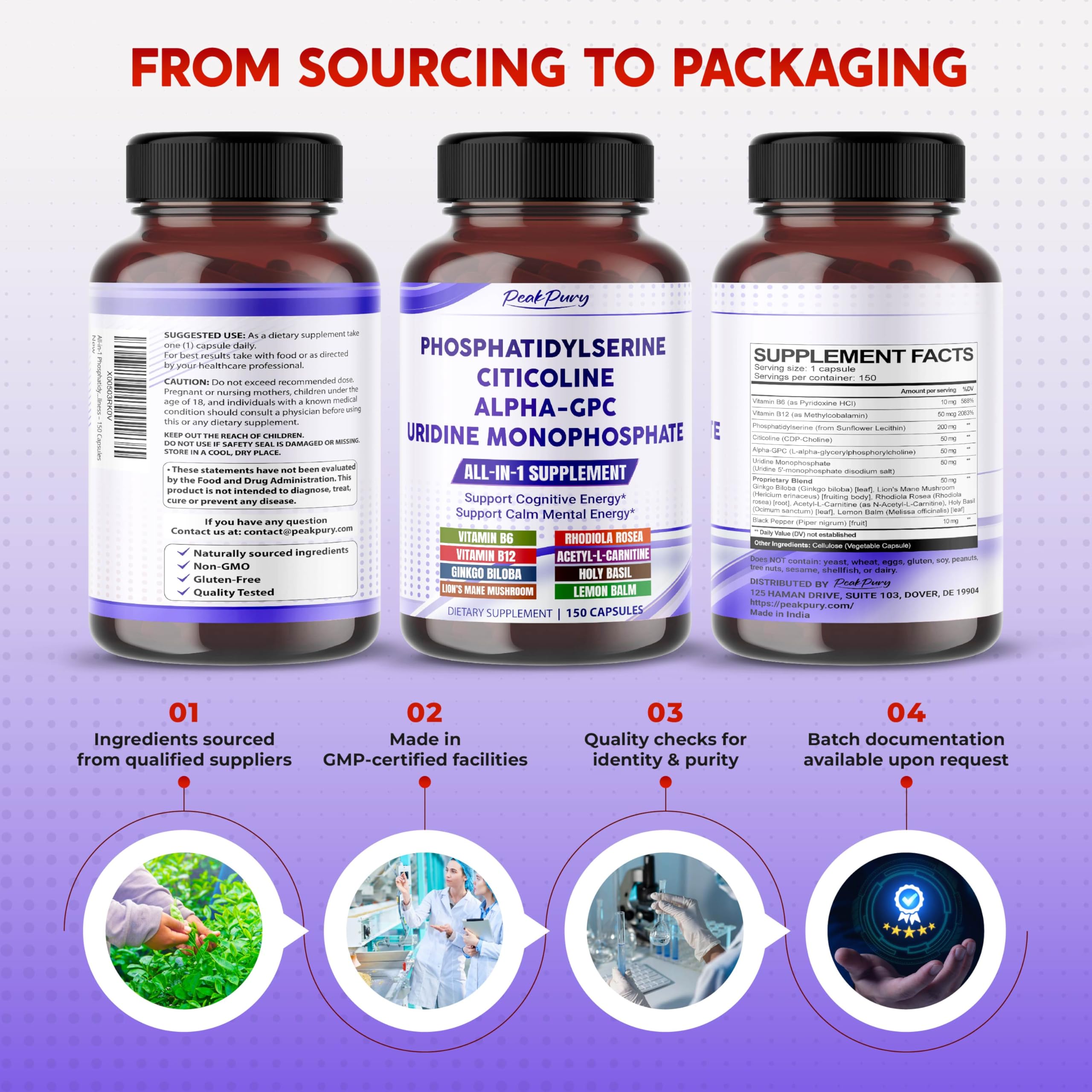 PEAKPURY Lecithin Supplement with a glass of water
