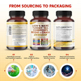 PEAKPURY Lion's Mane Mushroom Capsules bottle with cap open