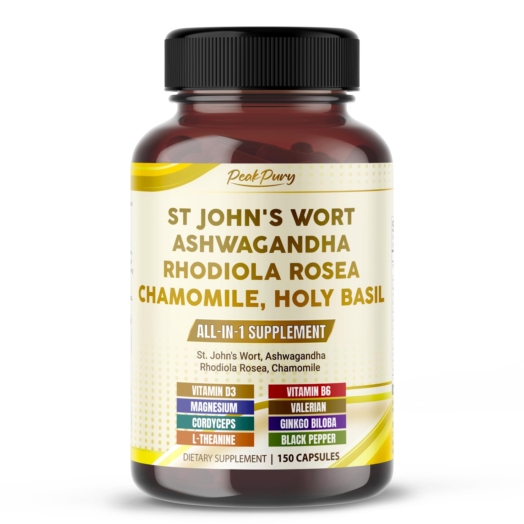 PEAKPURY St. John's Wort 13-in-1 Vegan Supplement Capsules front view