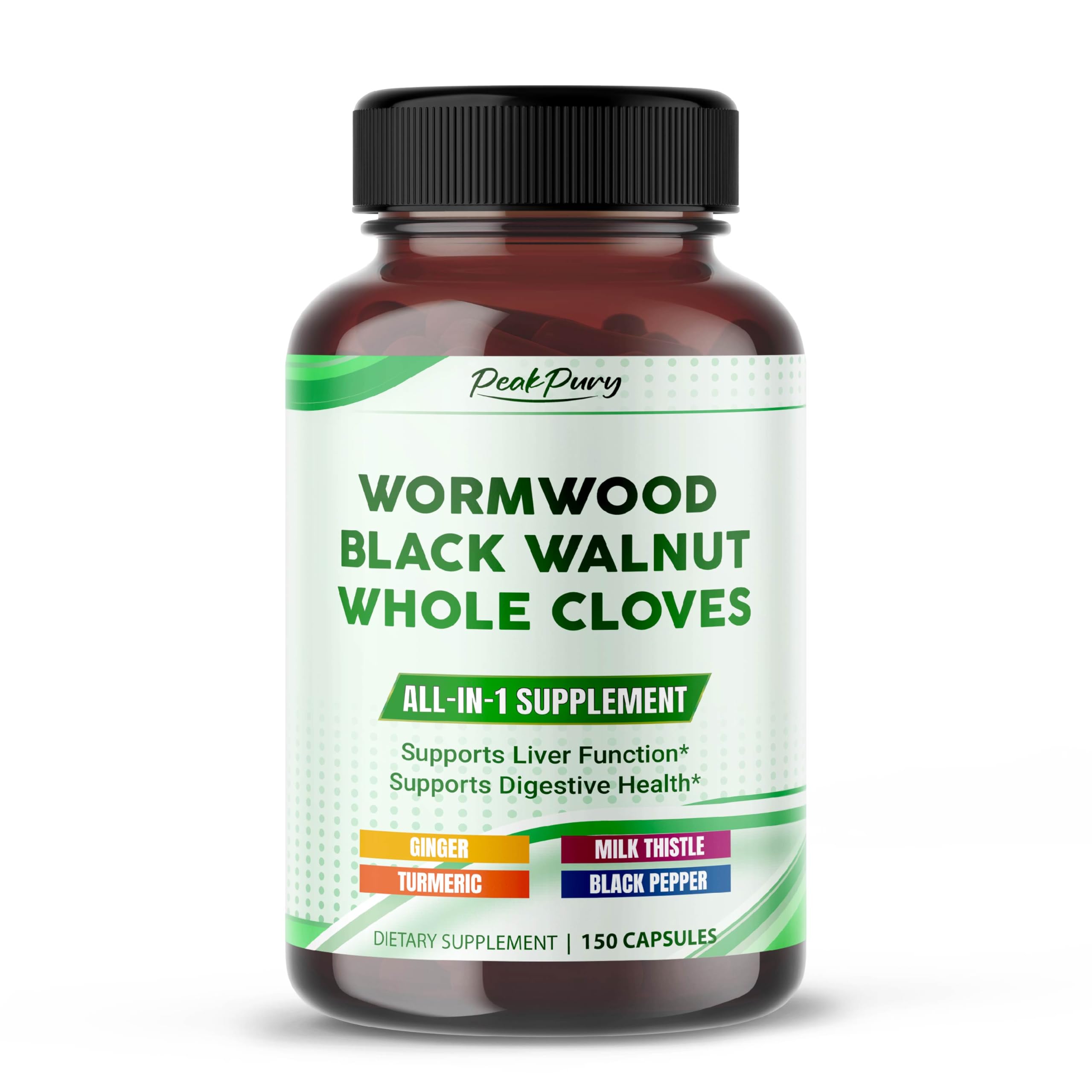 PEAKPURY Wormwood Supplement 150 capsules front view