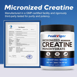 PeakVigor Organics Creatine Monohydrate Powder back view