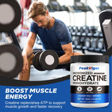 PeakVigor Organics Creatine Monohydrate Powder with measuring scoop