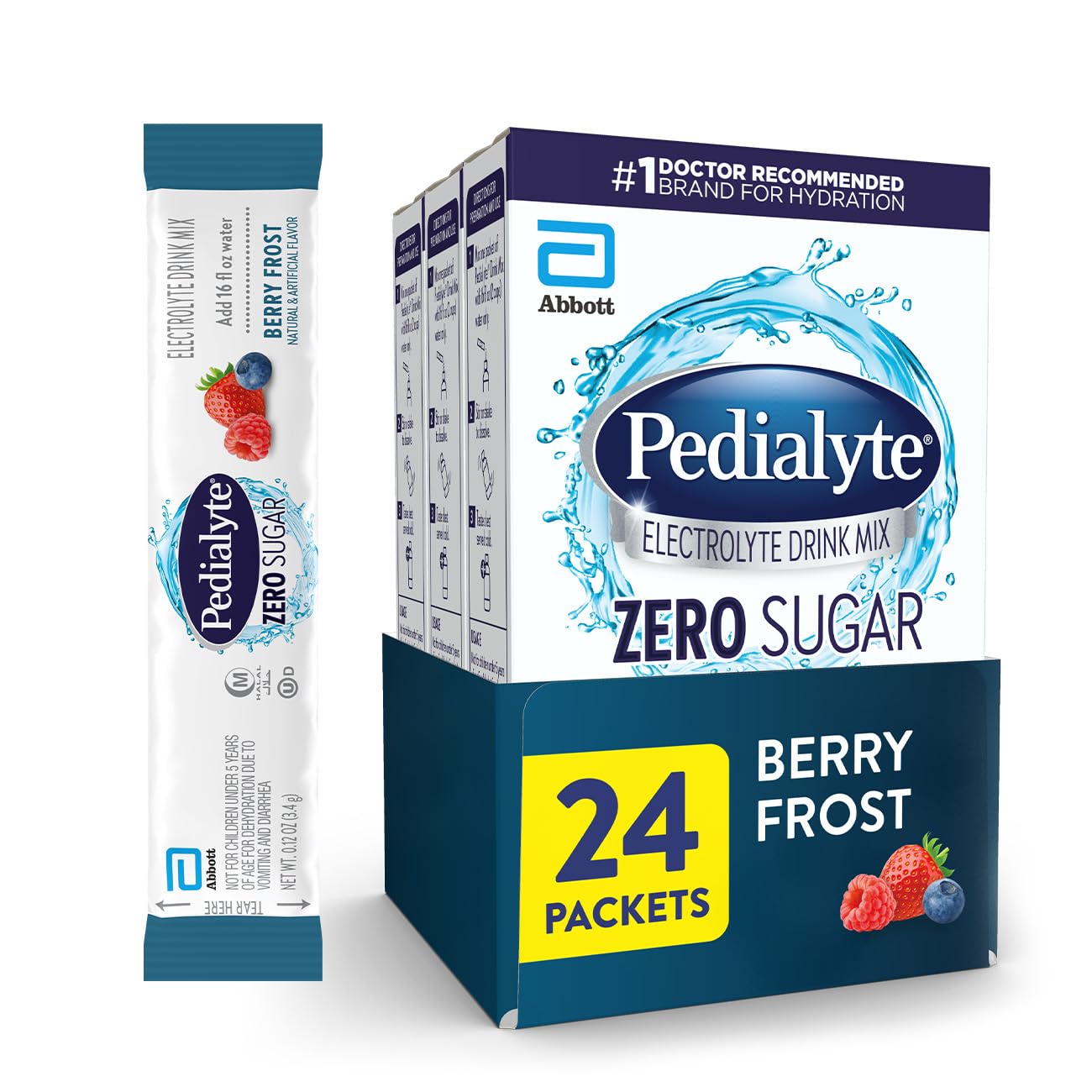 Pedialyte Electrolyte Drink Mix Berry Frost front view