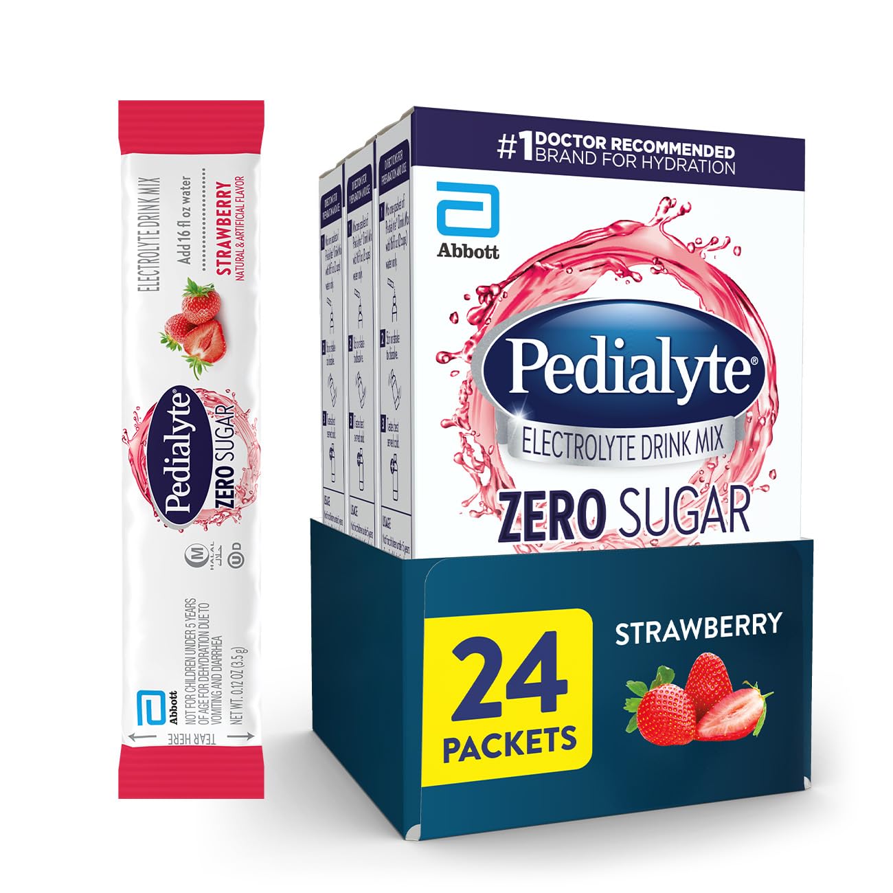 Pedialyte Electrolyte Drink Mix Berry Frost front view packaging