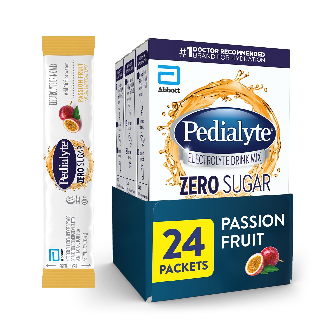 Pedialyte Electrolyte Drink Mix Berry Frost front view with packaging