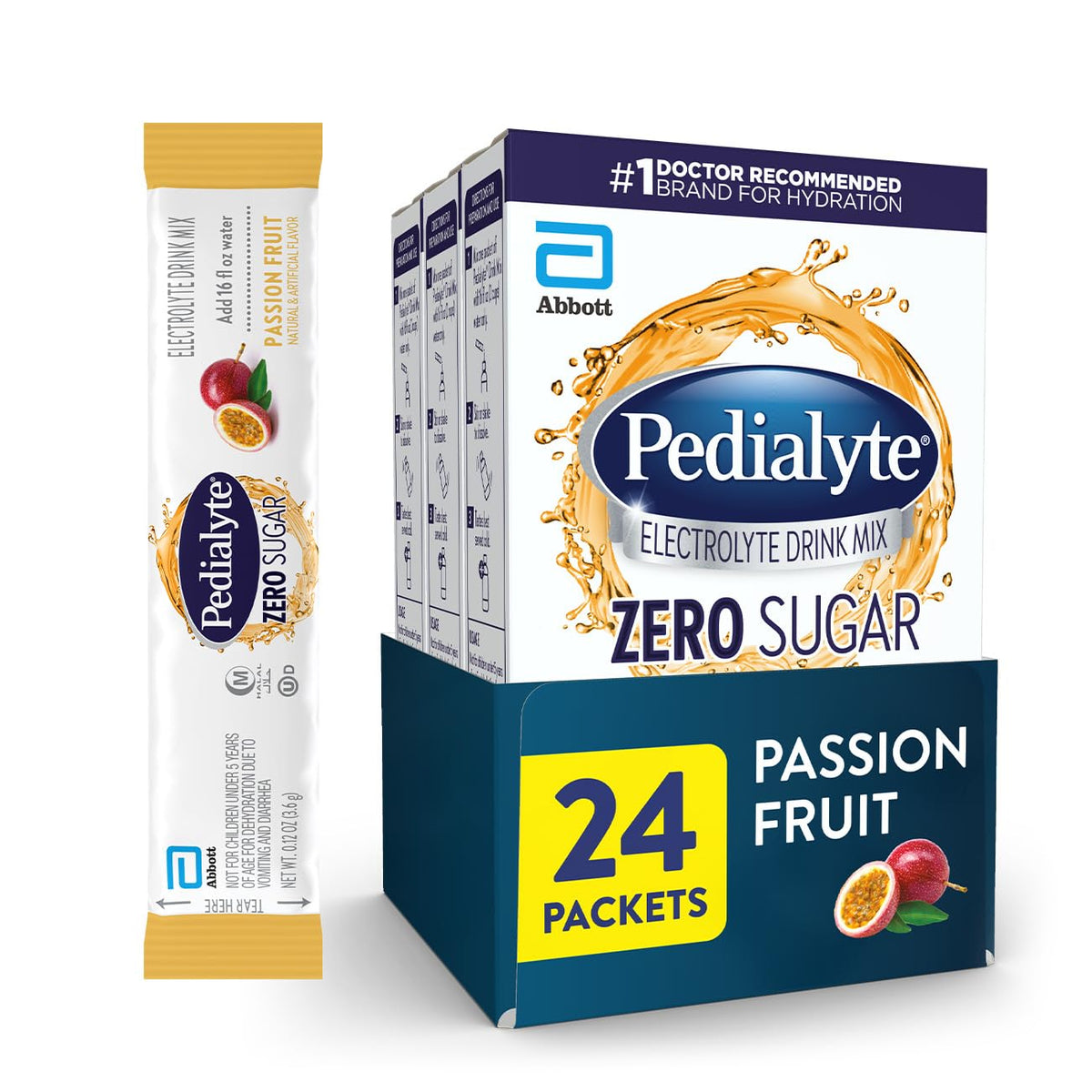 Pedialyte Electrolyte Drink Mix Berry Frost front view with packaging