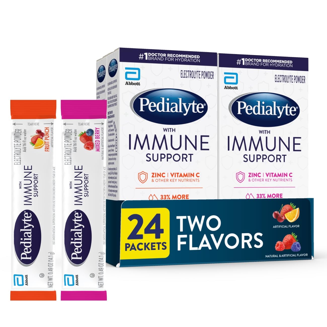 Pedialyte Electrolyte Drink Powder Fruit Punch flavour front view