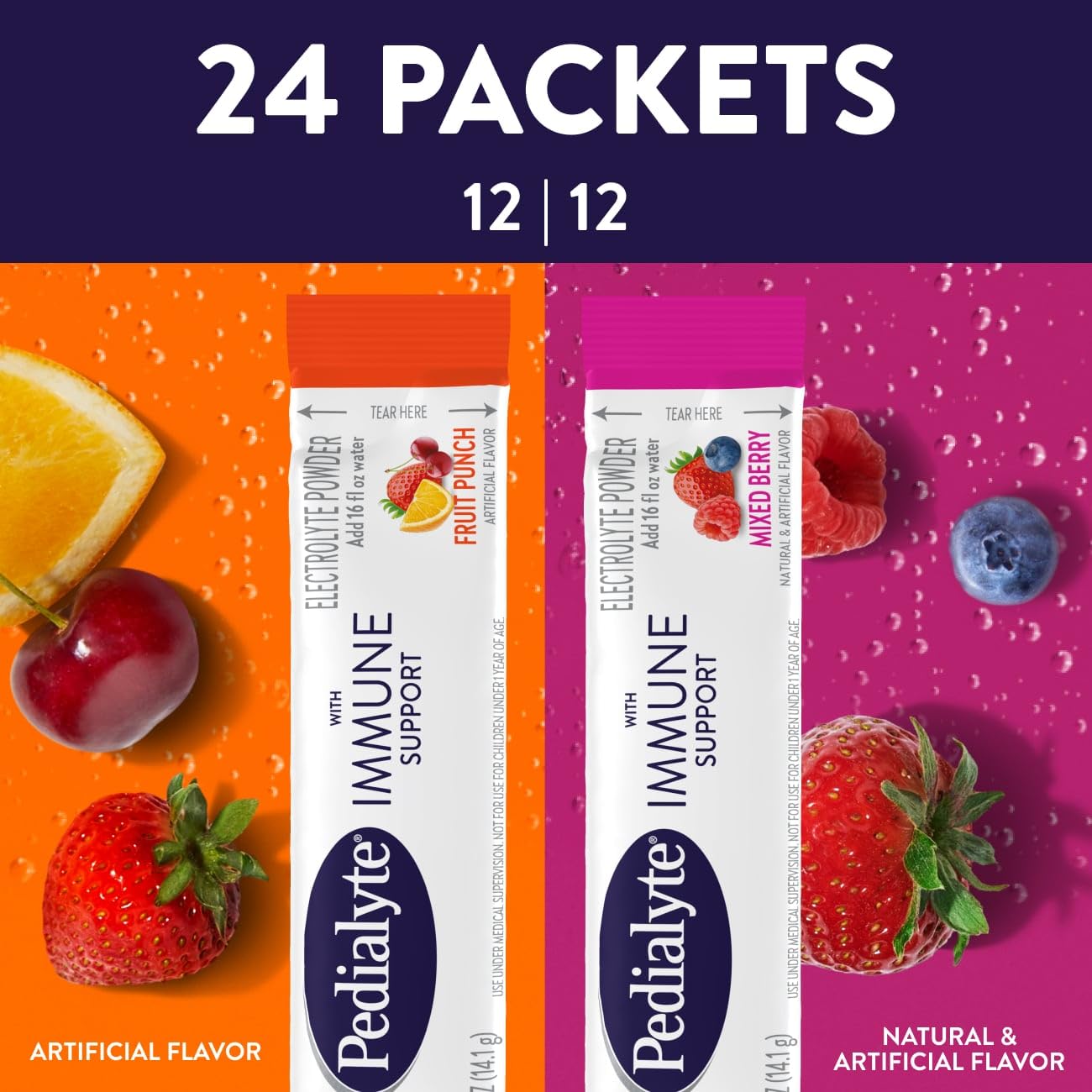 Pedialyte Electrolyte Drink Powder Mixed Berry flavour packaging